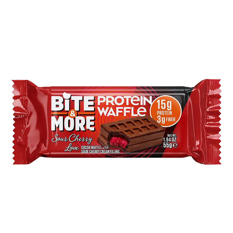 Bite&More Protein Waffle 55g Sour Cherry